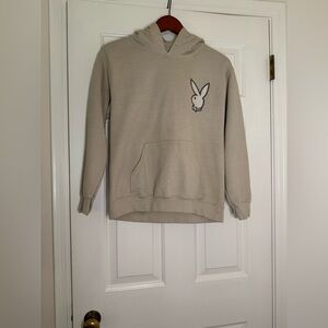 PLAYBOY Cream Hoodie with Iconic Logo